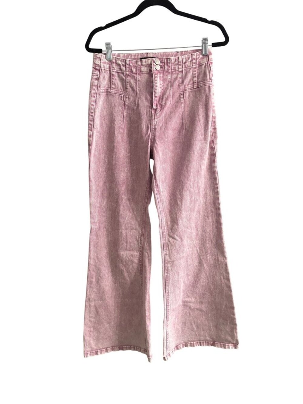 Pink Stonewashed Wide Leg Y2K Jeans HighRise Retro Flare Denim Pants Forever21 L